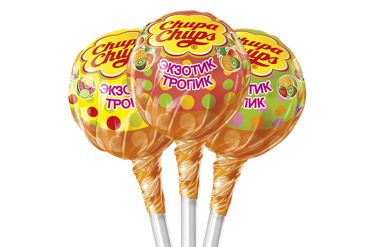 Карамель chupa chups шоубокс Тропик ассорти 12гр